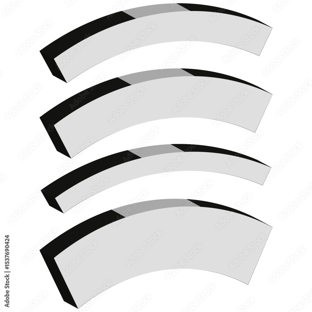 Poster curved band elements. radial shape design. smooth arc vector. abstract decorative lines.