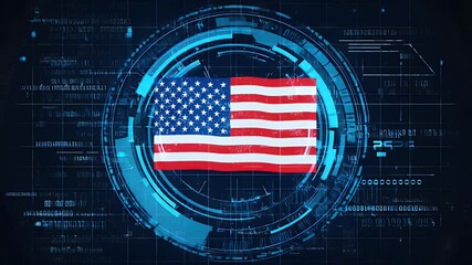 United States flag digital graphic with a high-tech look - Powered by Adobe