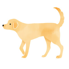 A simple watercolor illustration of a Labrador retriever walking sideways