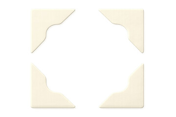 Four ivory photo corners creating a frame on a transparent background, perfect for scrapbooking and photo albums