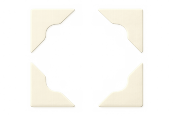 Four ivory photo corners creating a frame on a transparent background, perfect for scrapbooking and photo albums