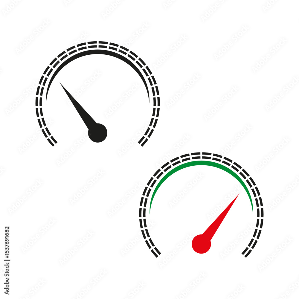 Aufkleber speedometer vector icon. gauge dial shape. measurement arrow element. dashboard meter symbol.