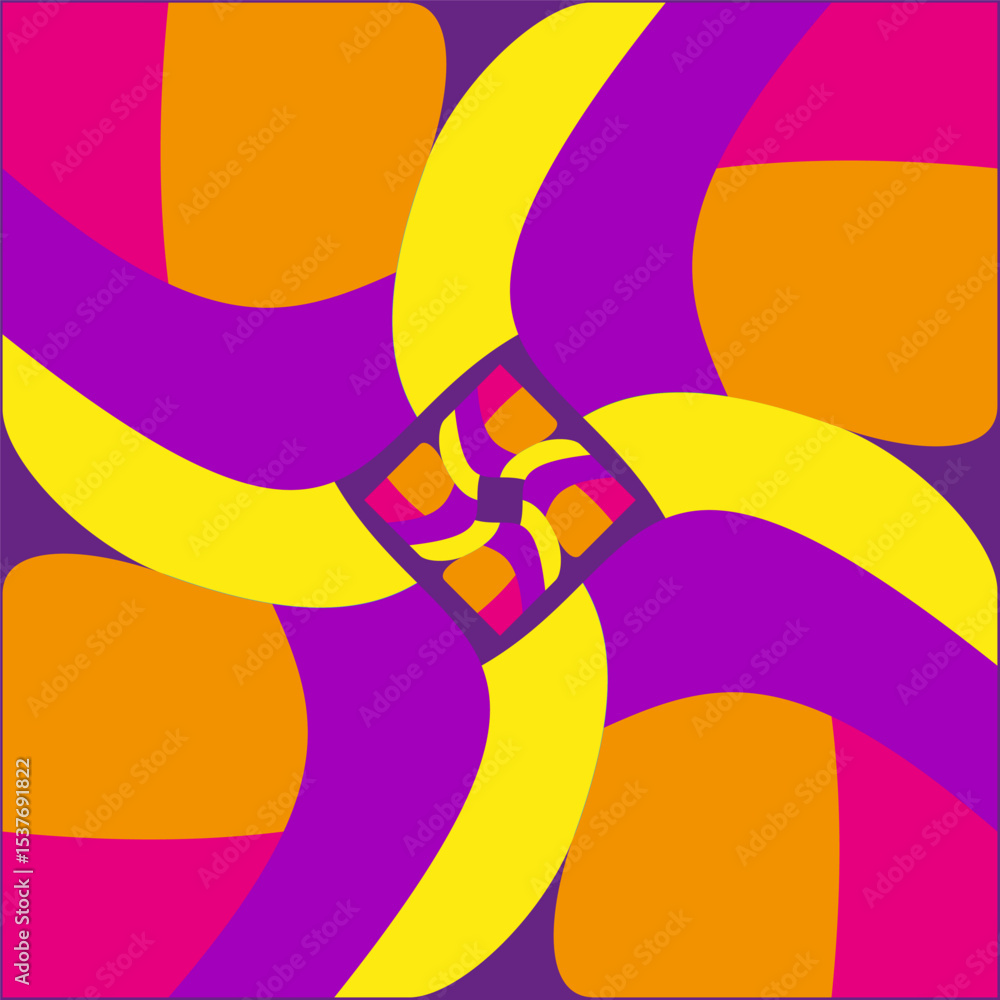 Aufkleber abstract square pattern. bold color swirls. symmetrical bright shape. vector mosaic figure.