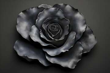 Detailed close-up of a dark rose.