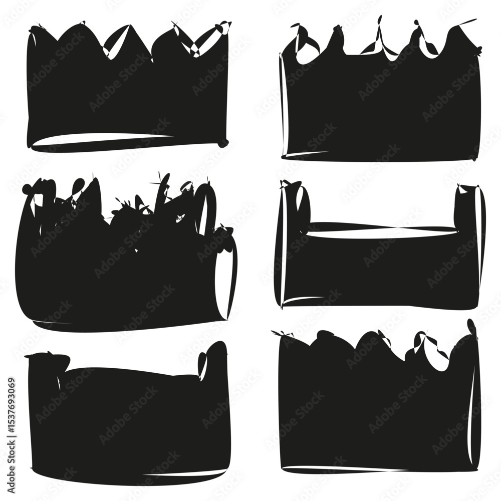Poster brush stroke frames. abstract vector shape. black ink design. rough border elements.