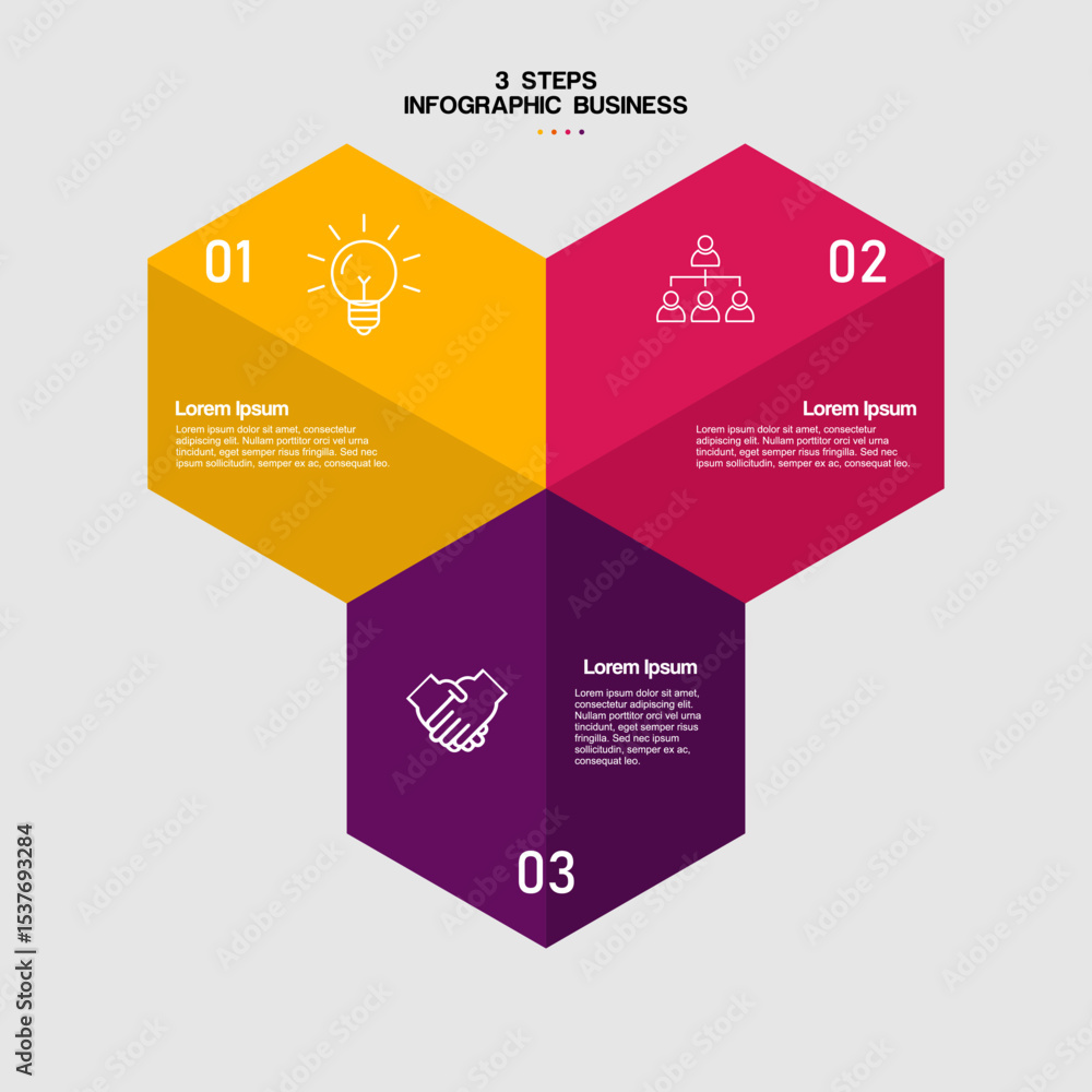 Poster 3 points stage template infographic concept for slide presentation with triangle cycle circular slic