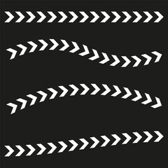 Black arrow stripe. Chevron motion icon. Night contrast shape. Vector direction symbol.