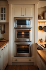 Timeless kitchen style featuring retro stove and minimalist white cabinetry aesthetic kitchen interior design wallpaper background