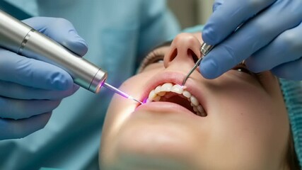 Dental procedure with laser treatment in clinic setting - Powered by Adobe