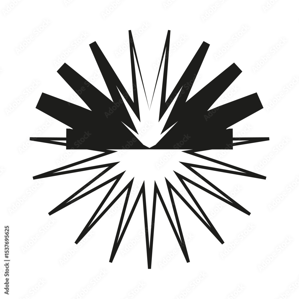 Poster starburst shape icon. dynamic spike symbol. radiant flare vector. abstract burst motif.