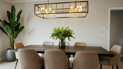 A modern dining room showcasing interior design