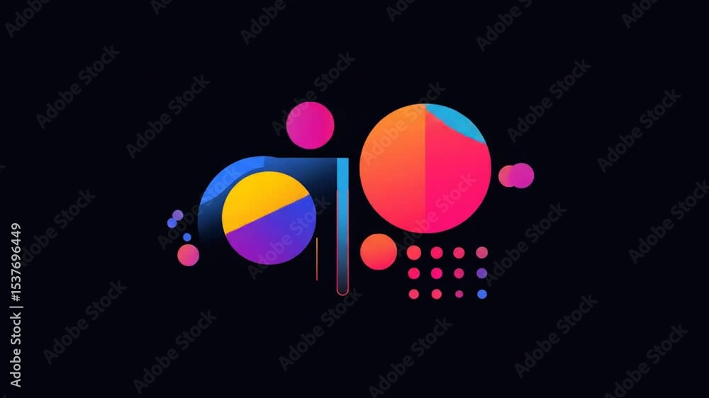 Poster abstract motion graphics animation with geometric shapes and vibrant color transitions