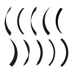 Obraz premium Curved line elements. Thick arc shape. Abstract black strokes. White background.