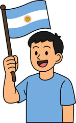 A man is holding the Argentina flag
