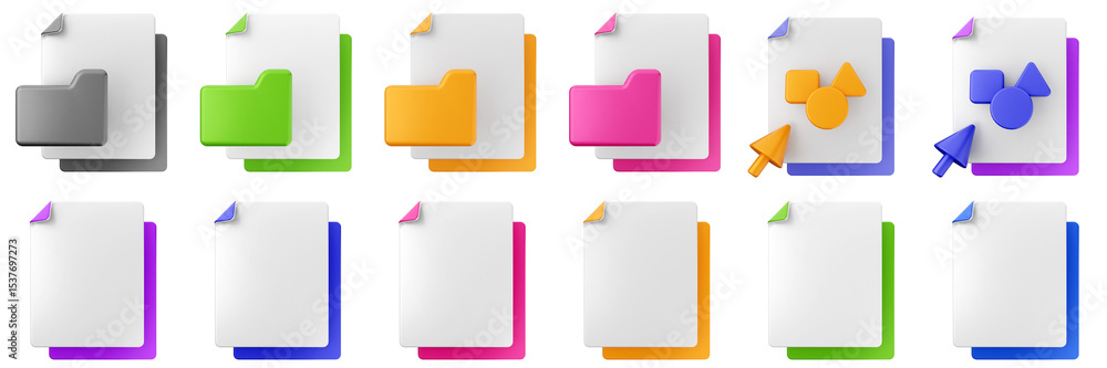Poster 3d file data document archive icon set bundle illustration