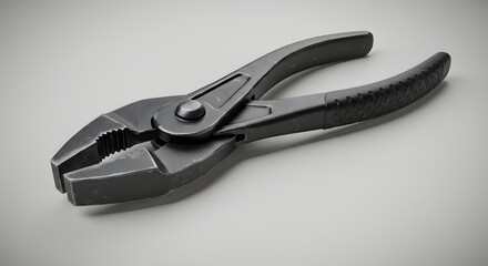 3D Render of Black Slip Joint Pliers with Textured Grips
