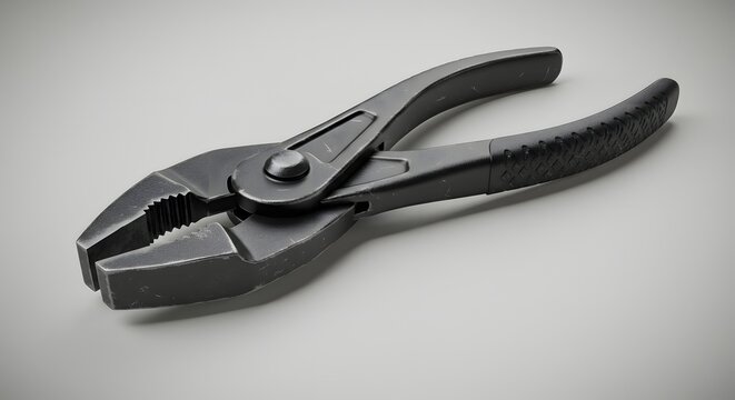 Fototapeta 3D Render of Black Slip Joint Pliers with Textured Grips