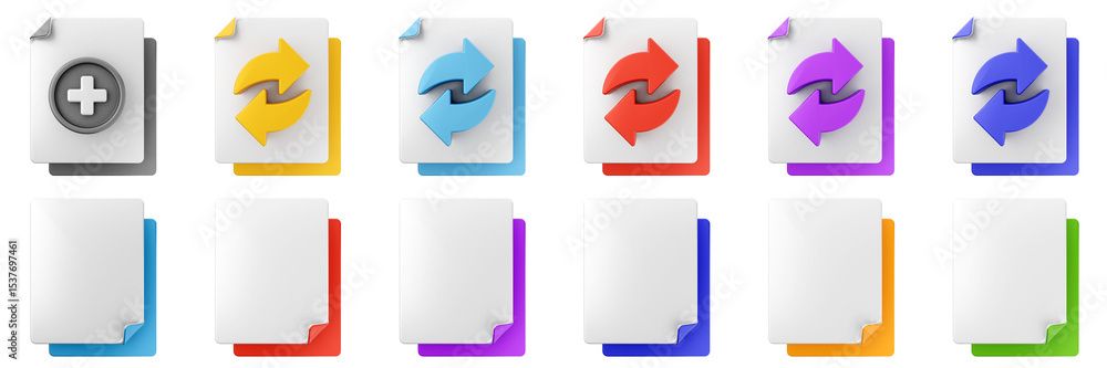 Poster 3d file data document archive icon set bundle illustration
