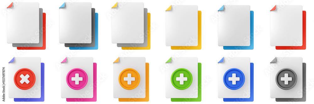 Poster 3d file data document archive icon set bundle illustration
