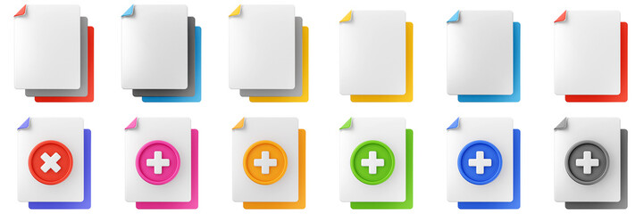 3d file data document archive icon set bundle illustration