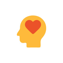 Simple illustration depicting a human head with a heart symbol within.