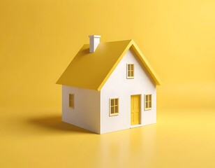 Minimalist house illustration with vibrant yellow roof against matching backdrop