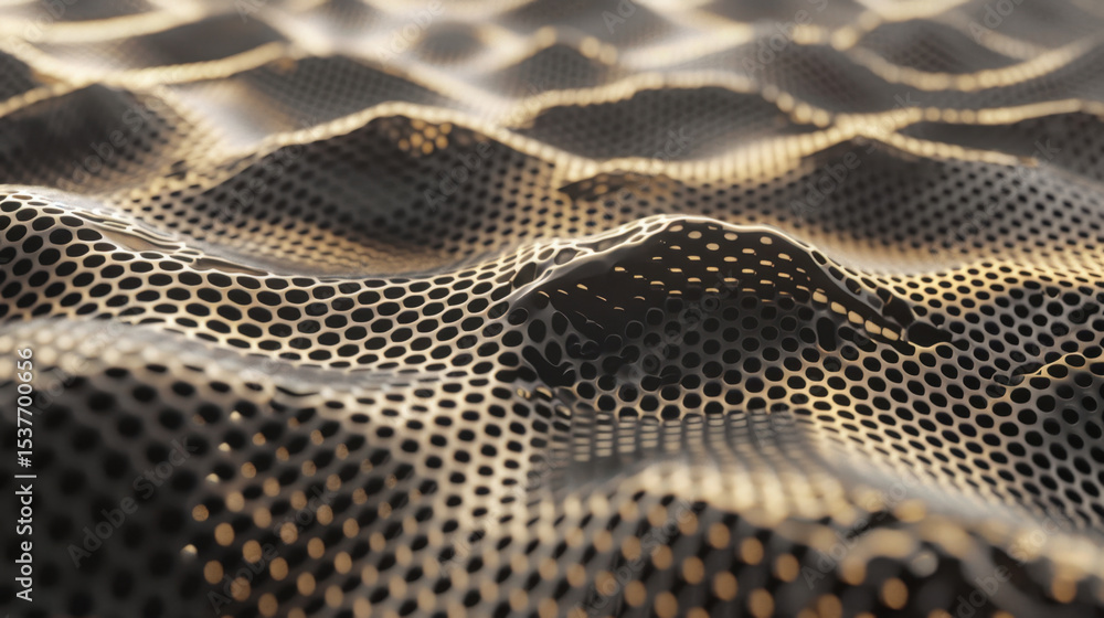 Poster mesmerizing depth illusion created through layered hexagon grids, showcasing unique abstract design 