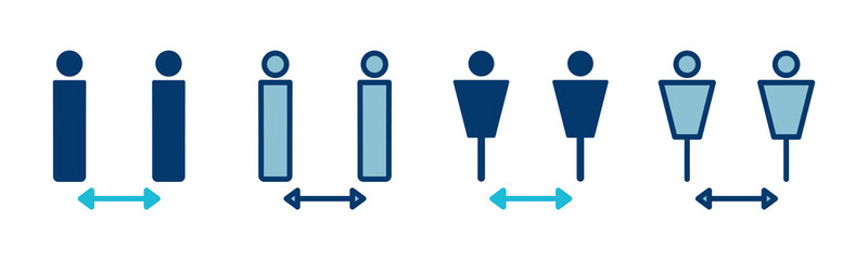 Social distancing icon vector isolated on white background. Keep distance sign. Coronavirus. Social Distancing and Self Quarantine.