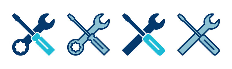 Repair icon vector isolated on white background. Wrench and screwdriver icon. settings vector icon. Maintenance. tools