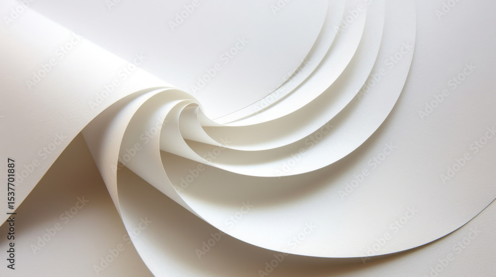 Aufkleber folded white paper creates elegant abstract background with smooth curves and layers, evoking sense 