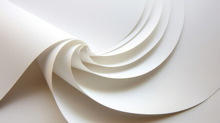Fototapeta premium Folded white paper creates elegant abstract background with smooth curves and layers, evoking sense of calm and creativity. soft texture enhances visual appeal