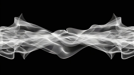 Fototapeta premium Futuristic particles flowing toward center create mesmerizing visual effect, showcasing delicate white waves against black background, evoking sense of motion and elegance