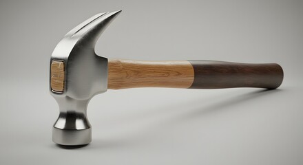 Claw Hammer with Wooden Handle - 3D Render