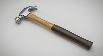 Claw Hammer with Wooden Handle - Construction Tool 3D Render