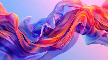 Fototapeta premium Flowing fabric in vibrant colors creates dynamic and artistic visual. smooth textures and gradients blend beautifully, evoking sense of movement and elegance