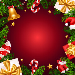 Framed Christmas Photo Background with Ornaments