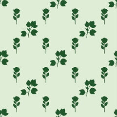 The seamless wallpaper pattern with light green background and dark green flowers express a refreshing feeling, natural vector pattern.