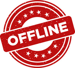 Offline red stamp, Round vintage rubber stamp