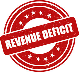 Revenue deficit red stamp, Round vintage rubber stamp