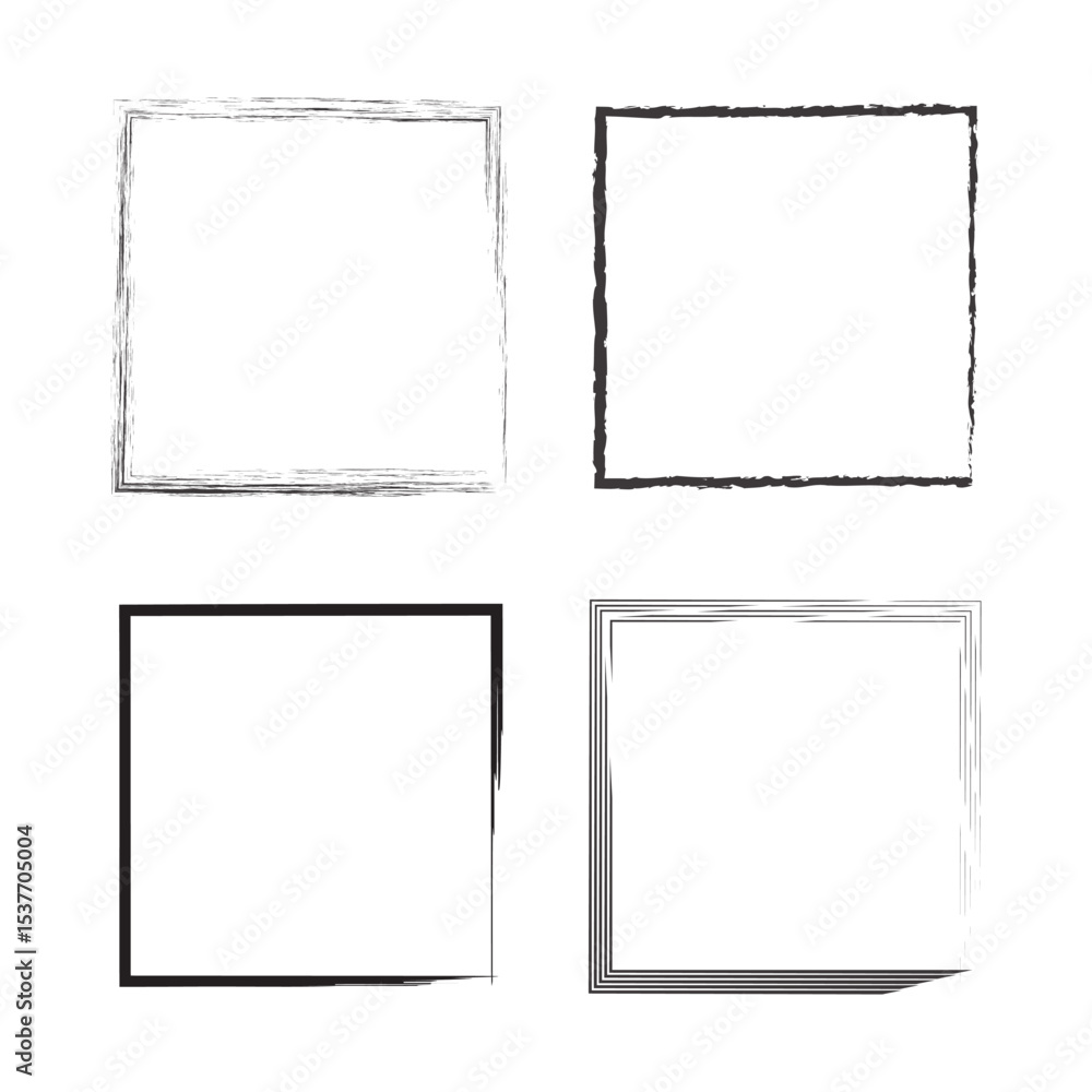 Poster square frame element. grunge contour symbol. minimal box shape. vector decorative outline.