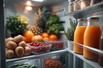 Organized Refrigerator with Healthy Food