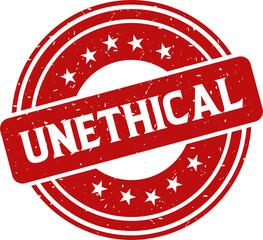 Unethical red stamp, Round vintage rubber stamp