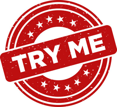 Try me red stamp, Round vintage rubber stamp