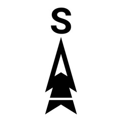 Black south direction symbol for map 