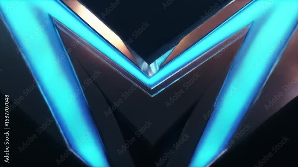 Poster futuristic blue logo animation with metallic effect on a dark background with a modern style