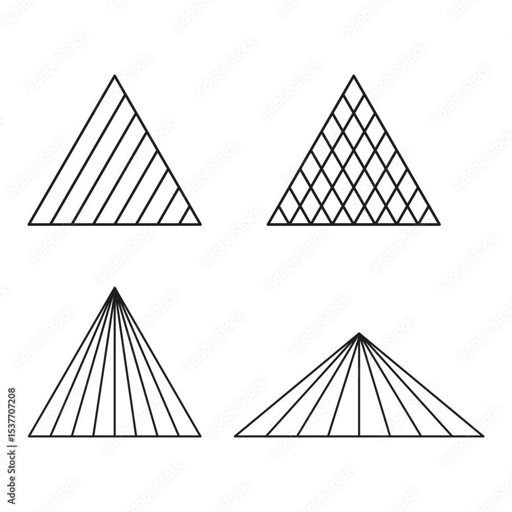 Aufkleber striped triangle icon. linear triangle shape. geometric angle form. vector line figure.
