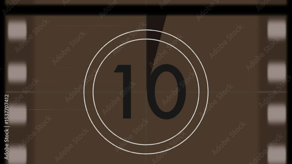 Aufkleber displaying countdown timer cycling numbers between sprocket holes, marking end with end film text