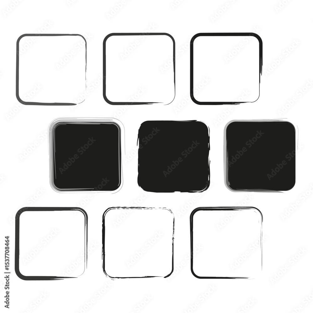 Poster black white square. bold contrast icon. layout block vector. abstract form symbol.