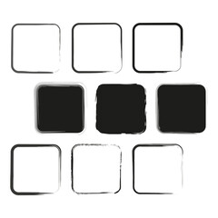 Black white square. Bold contrast icon. Layout block vector. Abstract form symbol.
