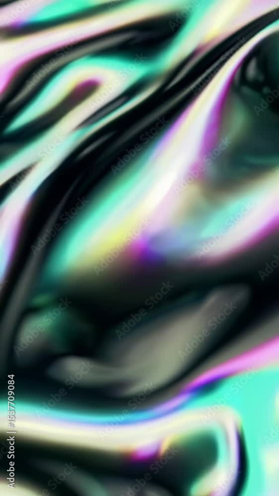Poster iridescent flowing liquid abstract pattern in motion